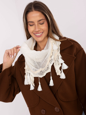 Ecru trójkątna chusta z koronką