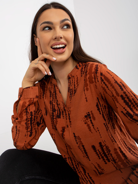 Hurt Jasnobrązowa wiskozowa bluzka z nadrukiem SUBLEVEL