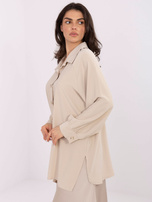 Beżowa rozpinana koszula z kołnierzykiem