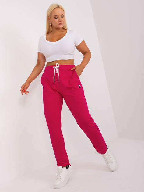 Hurt Fuksjowe spodnie dresowe basic plus size z bawełny
