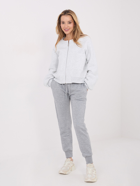 Jasnoszara rozpinana bluza z ociepleniem