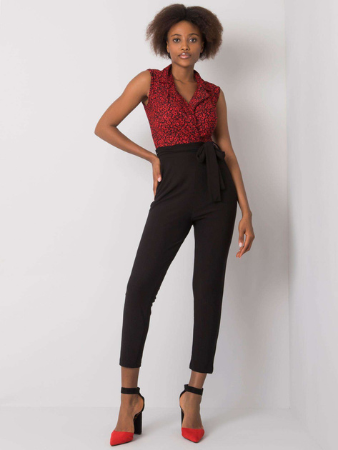 Czarno-czerwony kombinezon z paskiem Seila RUE PARIS