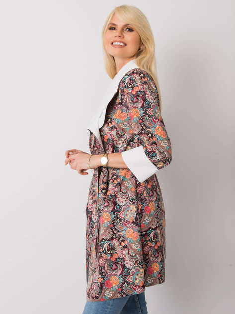 Czarny wzorzysty płaszcz damski Aggie