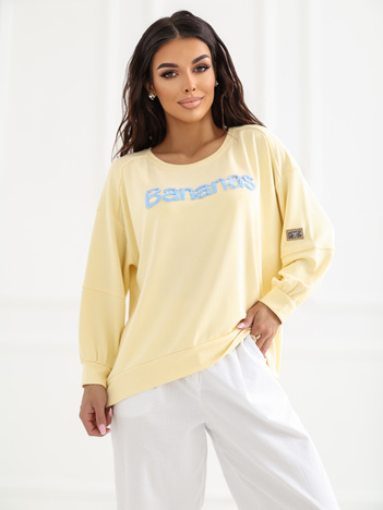 Jasnożółta damska bluza z okrągłym dekoltem RUE PARIS 