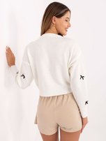 Ecru rozpinany sweter z kokardkami RUE PARIS 