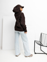 Czekoladowa bluza oversize z naszywką RUE PARIS 