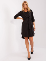 Hurt Czarna gładka sukienka na co dzień z dekoltem V