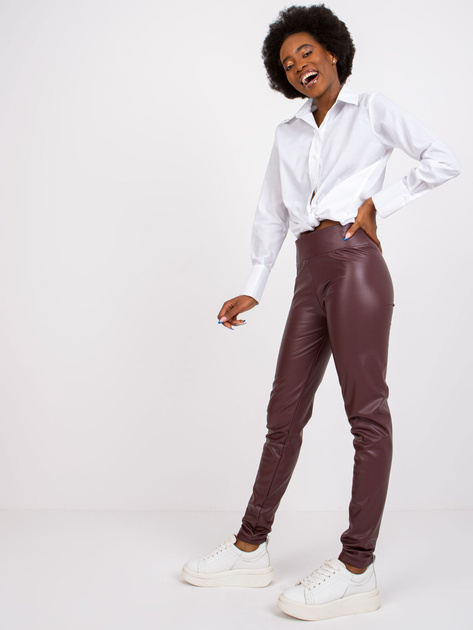 Ciemnobordowe legginsy ze skóry ekologicznej Briana RUE PARIS