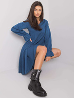Dunkelblaues Damenkleid mit Rüsche Abbeville RUE PARIS.
