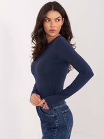 Granatowy damski longsleeve z okrągłym dekoltem