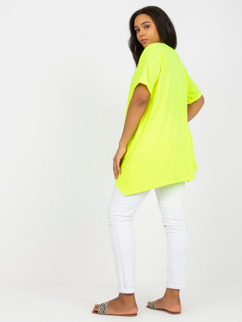 Hurt Fluo żółta wiskozowa tunika plus size z krótkim rękawem