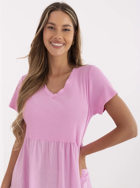 Różowa rozkloszowana sukienka z bawełny