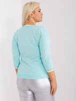 Hurt Miętowa gładka bluzka plus size ze ściągaczami