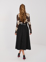 Czarna żakardowa spódnica z paskiem RUE PARIS 