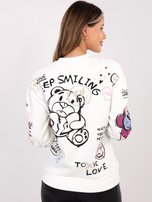 Biała ocieplana bluza z napisami SUBLEVEL