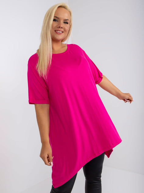 Hurt Fuksjowa asymetryczna tunika plus size z krótkim rękawem 
