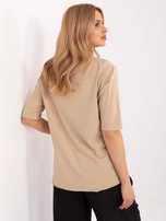 Hurtownia Camelowa casualowa bluzka z bawełny 