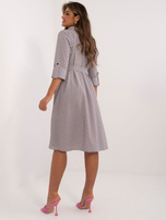 Hurt Szara midi sukienka koszulowa z rękawem 3/4