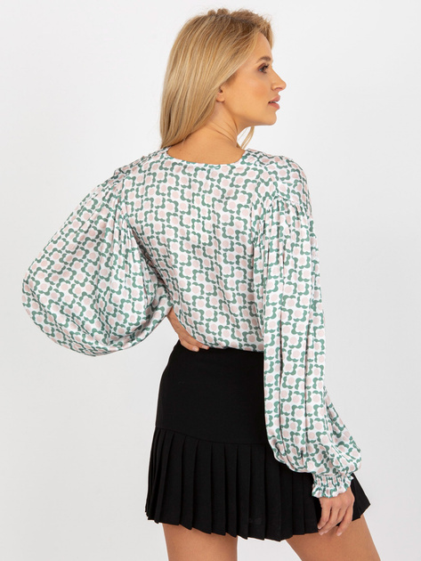 Hurt Biało-beżowa koszula z nadrukiem z imitacji satyny