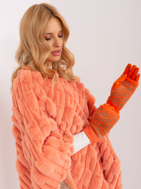 Hurt Pomarańczowe ciepłe rękawiczki damskie