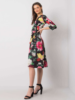 Czarna sukienka w kwiaty Asther