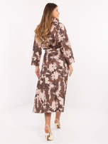 Khaki-jasnobeżowa zamszowa spódnica z printem