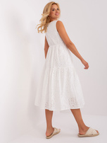 Hurt Biała ażurowa sukienka z falbaną OCH BELLA