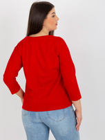 Hurt Czerwona bluzka plus size z napisem i aplikacją