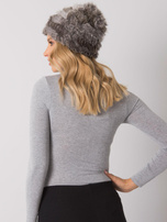 Ciemnoszara melanżowa futrzana czapka