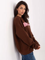 Brązowa bluza oversize z napisem 