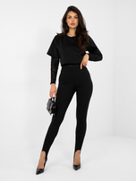 Czarne damskie legginsy zakładane na palec RUE PARIS 