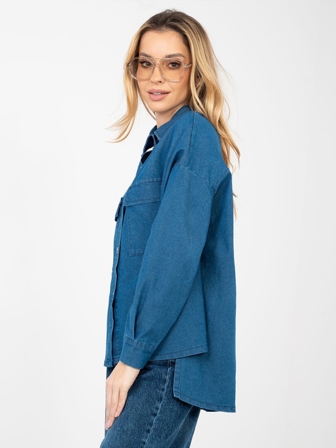 Niebieska jeansowa koszula z dłuższym tyłem