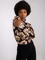 Czarno-beżowa bluzka welurowa z nadrukiem Cornelia 