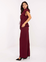 Burgundy elegant set with a decorative button.