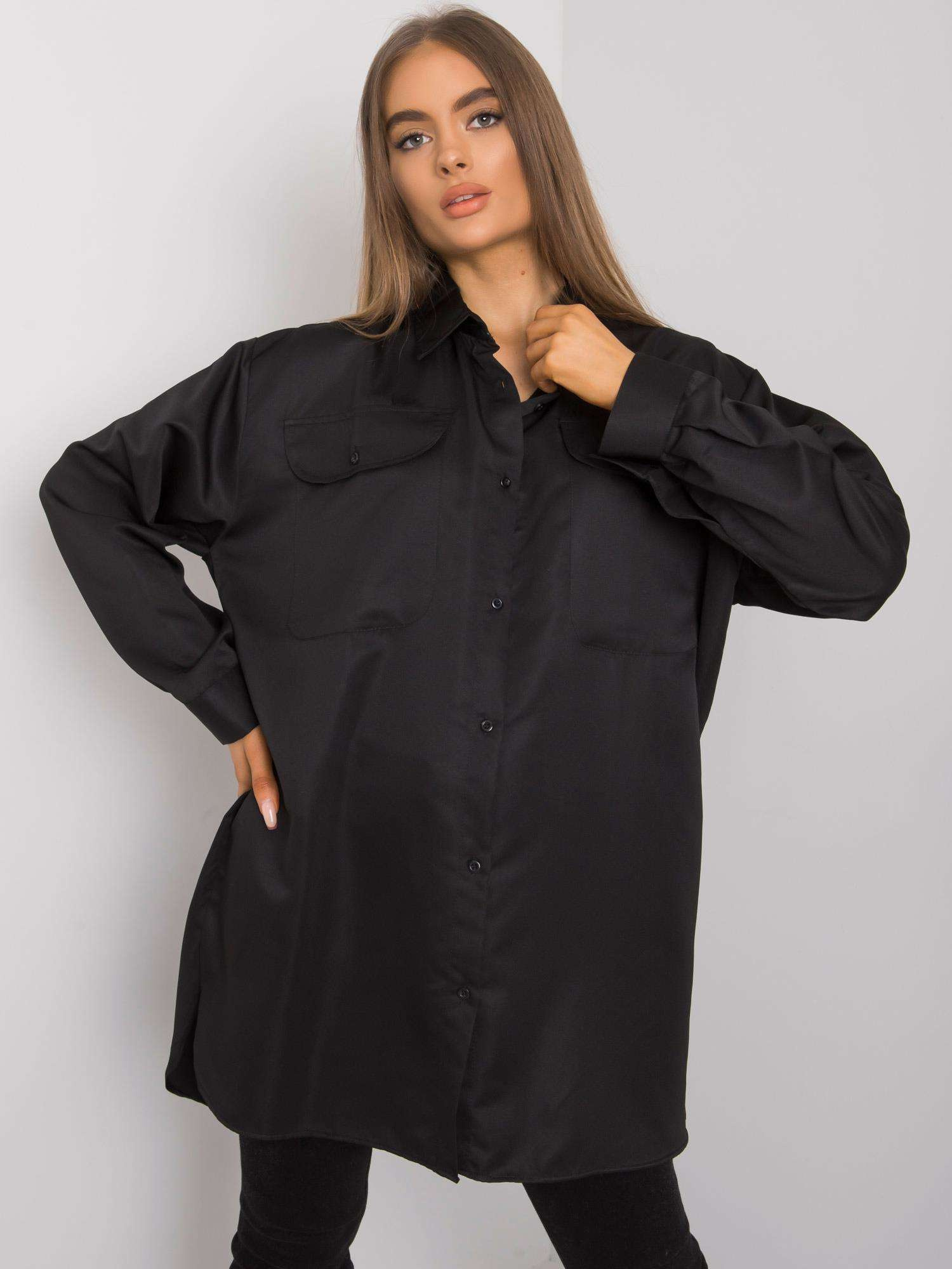 Schwarzes Oversize-Hemd Cathy.
