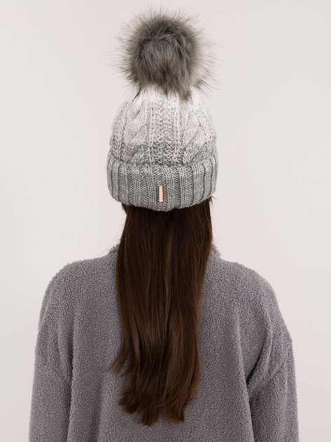 Hurt Szara damska czapka zimowa z dzianiny RUE PARIS