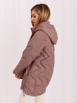Hurt braune gesteppte Übergangsjacke mit Kapuze.