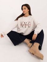 Hurt Jasnobeżowa melanżowa bluza bez kaptura z napisem