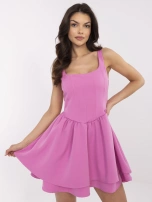 Jasnofioletowa gorsetowa sukienka na ramiączkach