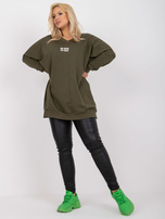 Khaki dresowa tunika plus size z napisem Raella