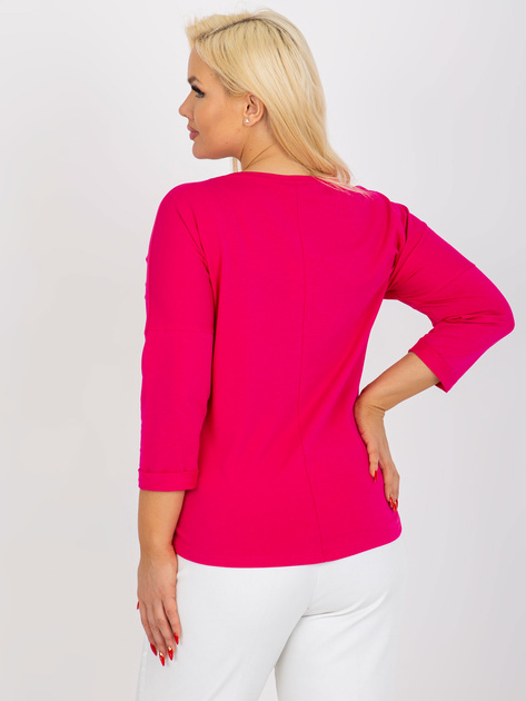 Hurt Fuksjowa bawełniana bluzka plus size z napisem