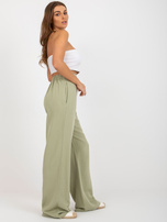 Hurt Jasnozielone szerokie spodnie z materiału z lnem OCH BELLA