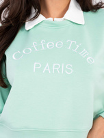 Pastelowy zielony dresowy komplet z krótką bluzą