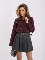 Bordo flanelinė oversize marškiniai su langu.