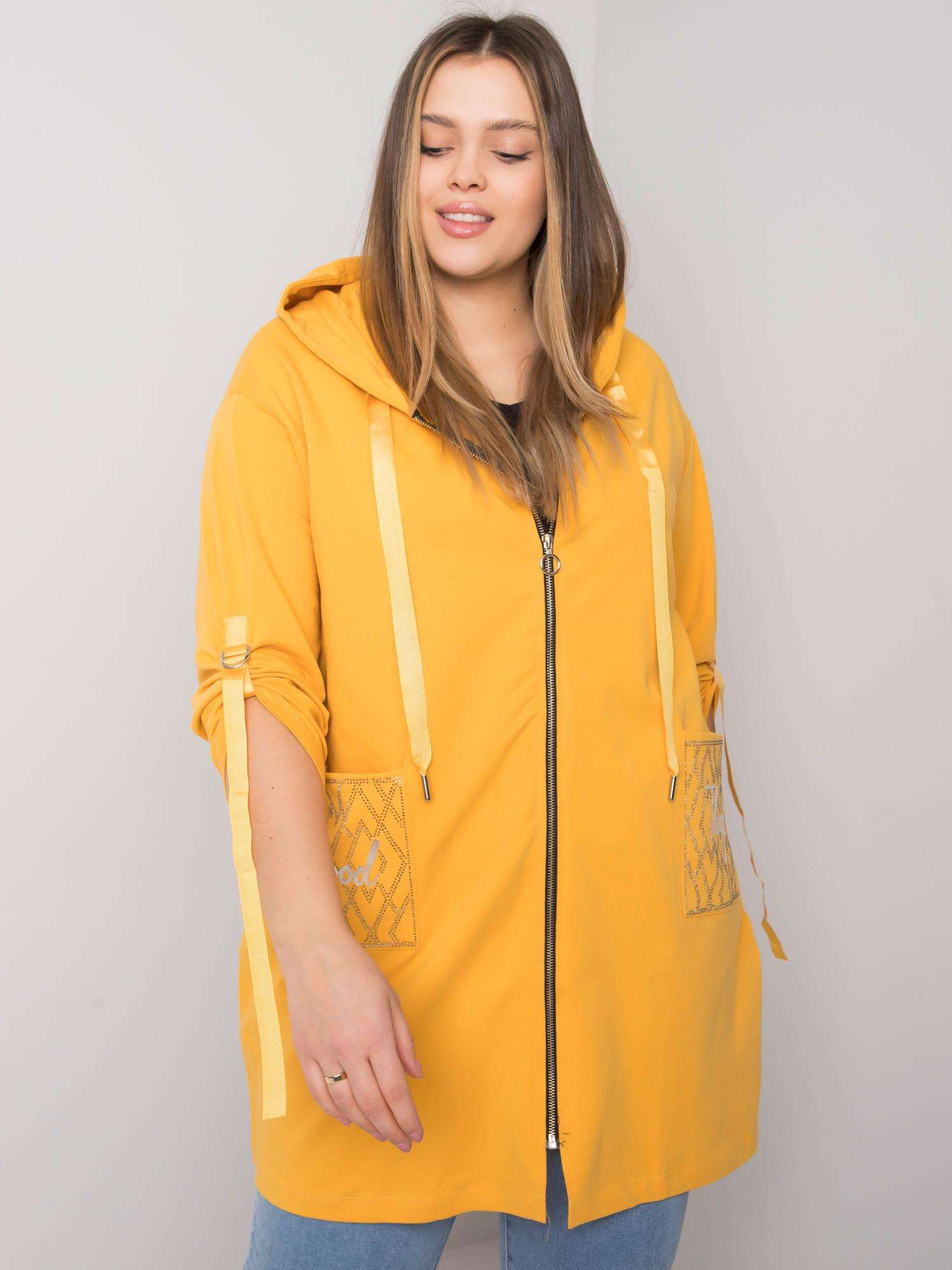 Yellow Zurich Plus Size Zipper Sweatshirt