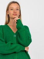 Hurt Zielony sweter rozpinany z ozdobnymi guzikami RUE PARIS 
