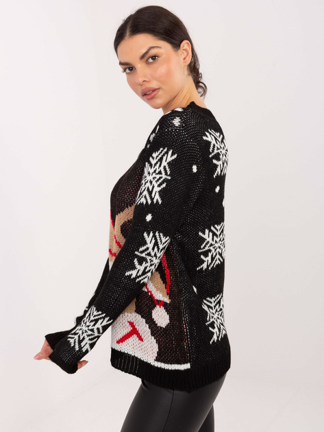 Czarny świąteczny sweter z reniferem