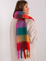 Hurtownia Zielono-czerwony szeroki szal z frędzlami