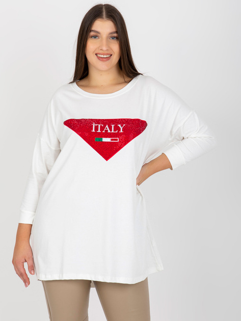 Hurt Ecru damska bluzka plus size z aplikacja z dżetów