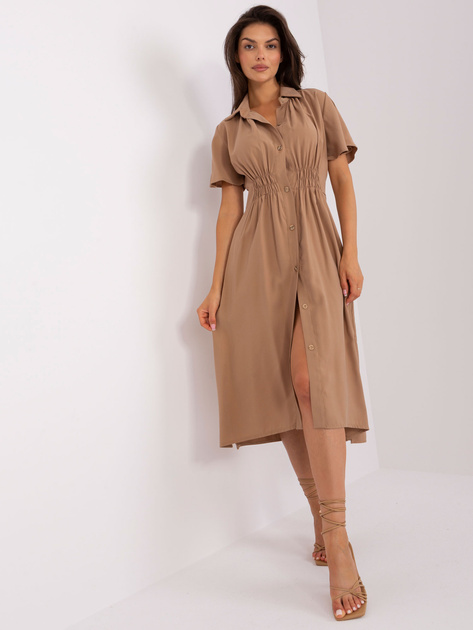 Hurtownia Camelowa midi sukienka szmizjerka ZULUNA
